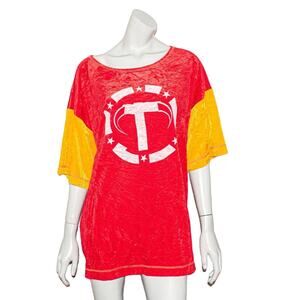 The People of the Labyrinths Velvet Tee Shirt Red Made in Holland